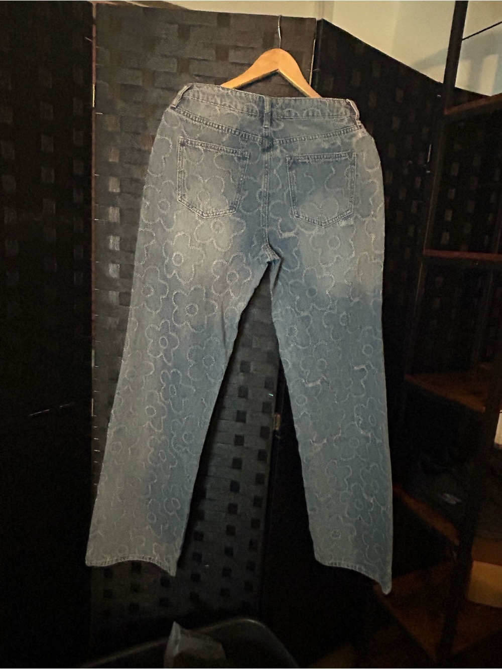 Fashion Nova Blue Embroidered Flare Jeans
